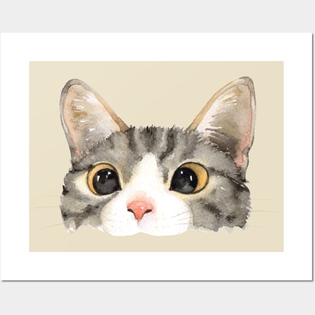 Bright Eyed Kitty Cat Wall Art by LittleBunnySunshine